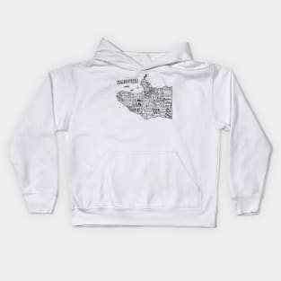 Vancouver Canada Illustrated Map Kids Hoodie